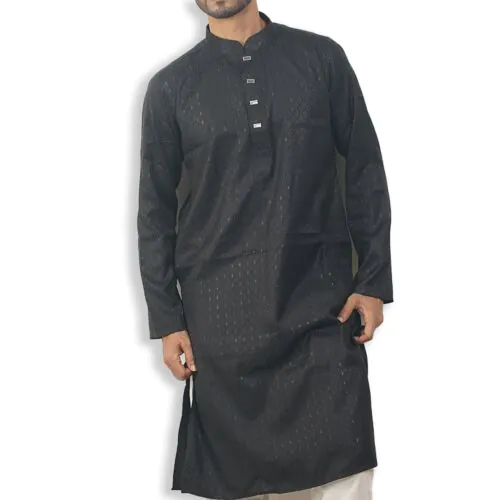 Elegant Black Jacquard Punjabi