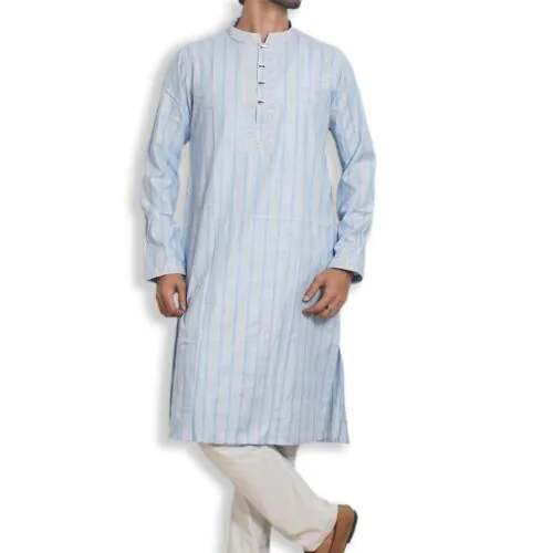 Sky Blue Classic Striped Punjabi