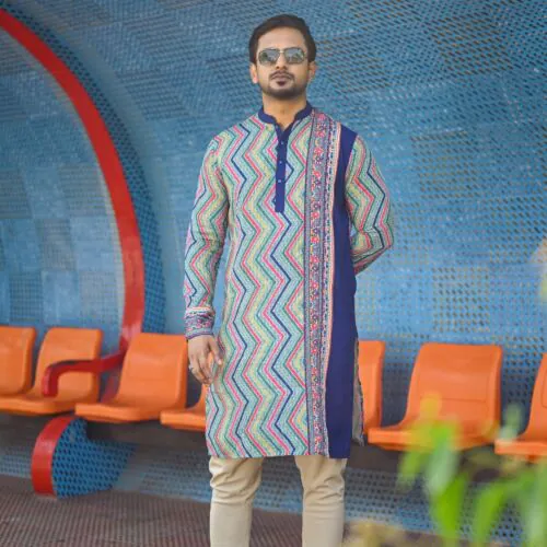 Vibrant Zigzag Ethnic Punjabi-XL