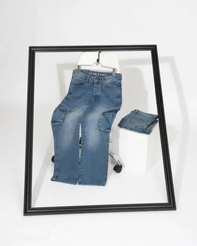 Mid Blue Bootcut Cargo Jeans