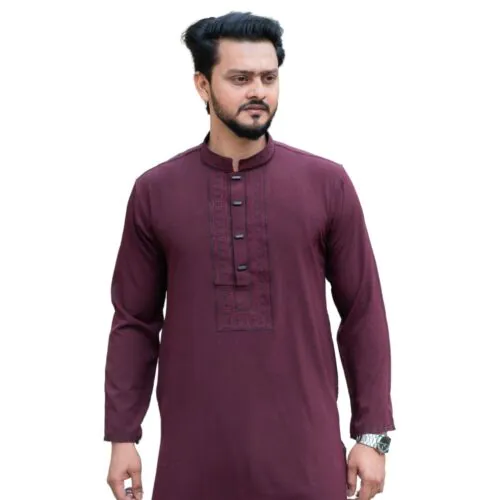 Regal Maroon Embroidered Punjabi