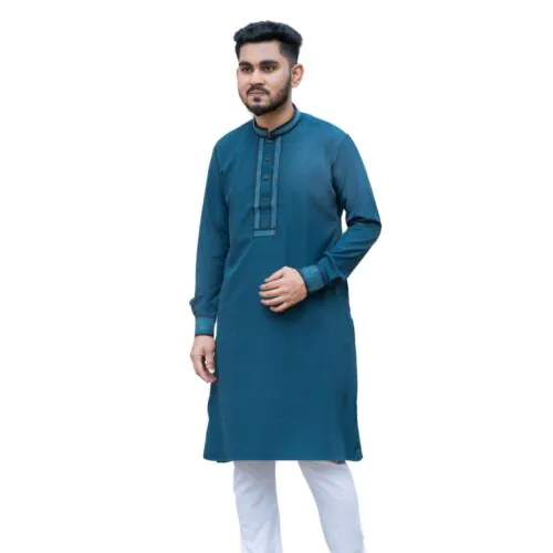 Deep Teal Embroidered Punjabi-L