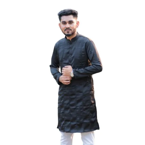 Black Royal Textured Punjabi-XL