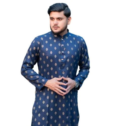 Navy Blue Regal Printed Punjabi 