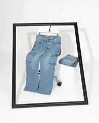 Light Blue Bootcut Cargo Jeans-30