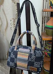 Violet Bag-Denim Nakshi print