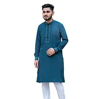 Deep Teal Embroidered Punjabi