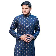 Navy Blue Regal Printed Punjabi 