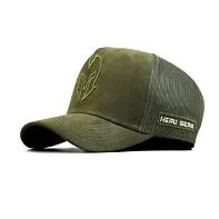 HEAD GEAR OLIVE SUPER SUEDE TRUCKER CAP