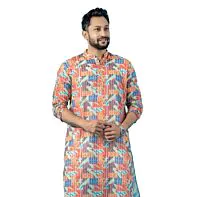 Vibrant Mosaic Cotton Panjabi