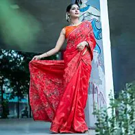 Scarlet Bloom Handcrafted Saree