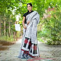 Monochrome Symphony Handwoven Saree