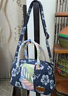 Violet Bag-Denim Blue & Floral Print