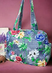 Gardenia Bag-Denim Flower Art print 