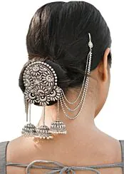 Elegant Floral Silver Juda Hair Ornament